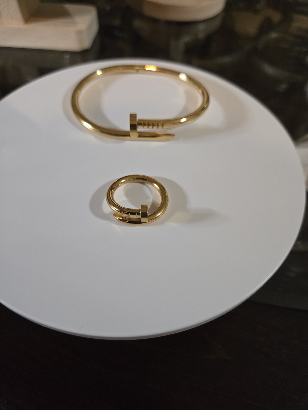 Gold Nail-Style Bracelet and Ring Set -